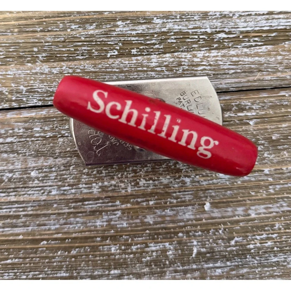 Vintage Schilling Edlund Co Top-Off Jar Bottle Opener Red Handle Burlington VT